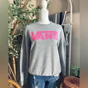 Y2K Vans Pink Logo Gray Crewneck Sweatshirt Small Medium Retro Skater
